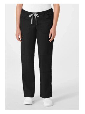 WONDERWINK WonderWork Straight leg Cargo Women's Scrub Pants -XS PETITE- Black